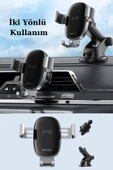 C123 15W Kablosuz Şarjlı Çift Tabanlı Araç Telefon Tutucu thumbnail 2