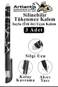 Siyah Silinebilir Tükenmez Kalem 3 Adet BIA Silinebilir Jel Pilot Kalem Mürekkepli Kolay Silinebilir Kumaş Kalemi thumbnail 1