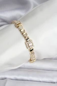 14K Gold Renk Kaplama Zirkon Taşlı CM Kadın Bileklik - TJ-BB8128 thumbnail 1