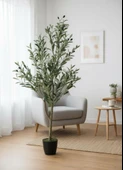 Yapay Zeytin Ağacı 120cm Doğal Görünümlü Yapay Ağaç Siyah Saksıda thumbnail 1