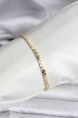 14K Gold Renk Kaplama Ezme Yılan Zincir Model CM Kadın Bileklik - TJ-BB8133 thumbnail 1