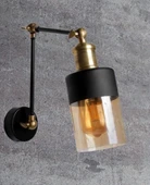 RİOLİGHT RETRO,VİNTAGE,RUSTİK ESKİTME MAFSALLI CAMLI 1XE27 DUYLU AKROBAT DUVAR APLİK thumbnail 1