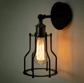 RİOLİGHT VİNTAGE,RUSTİK,RETRO MAFSALLI SİYAH 1XE27 HAREKETLİ KAFES APLİK NOT:1ADET FİYATIDIR. thumbnail 1