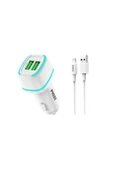 Force Qcc571lw Beyaz Çift Çıkışlı 3.0a Fast Lightning Usb Kablolu Araç Şarj Cihazı thumbnail 1