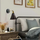 RİOLİGHT VİNTAGE,RUSTİK FIRÇALI BAKIR PATİNALI ESKİTME MAFSALLI HAREKETLİ BAŞLIK METAL DUVAR APLİK thumbnail 1