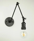 RİOLİGHT RETRO,MODERN SİYAH 1XE27 DUYLU ÜÇ MAFSALLI METAL AKROBAT DUVAR APLİK thumbnail 1