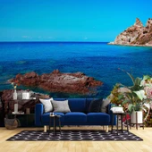 Deniz ve Tepe Manzaralı Duvar Kağıdı Baskı thumbnail 1