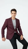 Bordo Erkek Tek Düğmeli Blazer Ceket – Dokulu Kumaş, Tek Yırtmaçlı Şık Tasarım thumbnail 3
