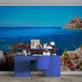 Deniz ve Tepe Manzaralı Duvar Kağıdı Baskı thumbnail 4