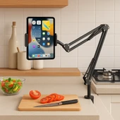 360 Dönebilen Masaüstü Süspansiyonlu Ayarlanabilir Tablet Tutucu Stand thumbnail 3