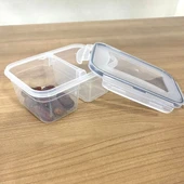 2 Bölmeli 0,45+0,45 Litre Kilitli Kapaklı Erzak Saklama Kabı LC-524 (4989) thumbnail 2