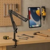 360 Dönebilen Masaüstü Süspansiyonlu Ayarlanabilir Tablet Tutucu Stand thumbnail 4