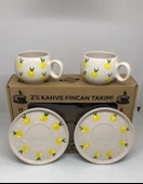 El Yapımı Limon Desenli 2'li Kahve Fincan Takımı thumbnail 2