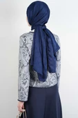 Tesettür Takım Üst Ceket Desenli Scuba Etekli İkili Takım Lacivert thumbnail 3