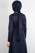Tesettür Takım Çift Zımbalı Bel Oturtmalı Scuba Etekli Takım Lacivert thumbnail 4