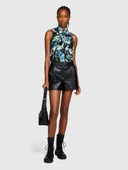 Sisley   Suni Deri Önü Pileli Regular Fit Deri Şort Kadın Siyah Şort - 323A4X9WL900W thumbnail 1