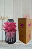 Premium Silindir Hediye Kutusunda, Kalpli Balonlu 6’lı Fuşya Ayıcık Buketi thumbnail 3