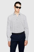%100 Koton Desenli Poplin Gömlek Erkek Gri Gömlek - 323A597RSQ02S thumbnail 8