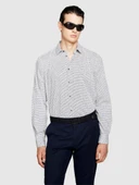 %100 Koton Desenli Poplin Gömlek Erkek Gri Gömlek - 323A597RSQ02S thumbnail 4