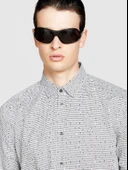 %100 Koton Desenli Poplin Gömlek Erkek Gri Gömlek - 323A597RSQ02S thumbnail 3