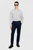 %100 Koton Desenli Poplin Gömlek Erkek Gri Gömlek - 323A597RSQ02S thumbnail 11