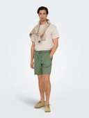 Only & Sons   ONSLINUS 0007 COT LIN SHORTS NOOS Erkek Yeşil Şort - 22024967 thumbnail 4