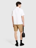 Keten Pamuk Karışımlı Pileli Regular Fit Kısa Kollu Gömlek Erkek Beyaz Gömlek - 324P59A2SQ03K thumbnail 6