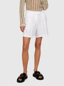 Sisley   %100 Keten Önü Çift Pileli Şort Kadın Beyaz Şort - 324P4AGHL9013 thumbnail 4