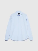 Streç Pamuklu Dar Kesim Gömlek Erkek Mavi Gömlek - 324P5CNX5QL19 thumbnail 4