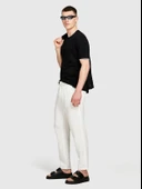 %100 Keten Beli Büzgülü İpli Slim Fit Pantolon Erkek Kırık Beyaz Pantolon - 325P4AGHSF043 thumbnail 2