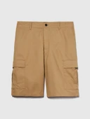 %100 Pamuk Yama Cepli Kemer Delikli Kargo Bermuda Şort Erkek Kahverengi Şort - 324P4IUKS9015 thumbnail 4