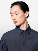 %100 Pamuk Klasik Yaka Relax Fit Gömlek Erkek Buz mavisi Gömlek - 325P5UTXSQ04H thumbnail 6