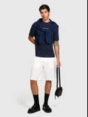 Sisley   %100 Keten Slim Fit Bermuda Şort Erkek Beyaz Şort - 325P4AGHS9010 thumbnail 1