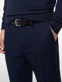 Sisley   Streç Pamuklu Logo Detaylı Slim Fit Chino Pantolon Erkek Lacivert Pantolon - 325P4WOSSF053 thumbnail 6