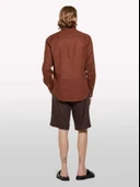 Sisley   %100 Keten Slim Fit Bermuda Şort Erkek Kahverengi Şort - 325P4AGHS9010 thumbnail 3