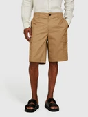 %100 Pamuk Yama Cepli Kemer Delikli Kargo Bermuda Şort Erkek Kahverengi Şort - 324P4IUKS9015 thumbnail 3