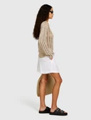 Sisley   %100 Keten Önü Çift Pileli Şort Kadın Beyaz Şort - 324P4AGHL9013 thumbnail 2