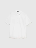 Keten Pamuk Karışımlı Pileli Regular Fit Kısa Kollu Gömlek Erkek Beyaz Gömlek - 324P59A2SQ03K thumbnail 3