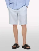 %100 Keten Slim Fit Bermuda Şort Erkek Mavi Şort - 325P4AGHS9010 thumbnail 4