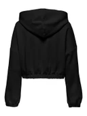 ONLSCARLETT LIFE LS ZIP HOOD SWT NOOS Kadın Siyah Sweatshirt - 15346449 thumbnail 8