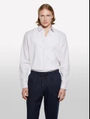 Sisley   Keten Karışımlı Çizgili Regular Fit Gömlek Erkek Kahve Gömlek - 325P51FCSQ03G thumbnail 4