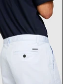 Sisley   Streç Pamuklu Kumaştan Kemer Delikli Kıvrık Paça Kısa Şort Erkek Mavi Şort - 324P4TEQS900Z thumbnail 4