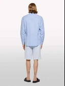 %100 Keten Slim Fit Bermuda Şort Erkek Mavi Şort - 325P4AGHS9010 thumbnail 3