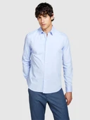 Streç Pamuklu Dar Kesim Gömlek Erkek Mavi Gömlek - 324P5CNX5QL19 thumbnail 7