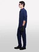 %100 Pamuk Normal Kesim Düğmeli Yaka Kadife Gömlek Erkek Soluk Lacivert Gömlek - 324A544SSQ048 thumbnail 2