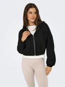 ONLSCARLETT LIFE LS ZIP HOOD SWT NOOS Kadın Siyah Sweatshirt - 15346449 thumbnail 1