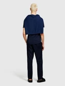 %100 Keten Beli Büzgülü İpli Slim Confort Fit Pantolon Erkek Lacivert Pantolon - 324P4AGHSF043 thumbnail 6