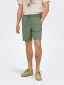Only & Sons   ONSLINUS 0007 COT LIN SHORTS NOOS Erkek Yeşil Şort - 22024967 thumbnail 3