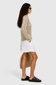 Sisley   %100 Keten Önü Çift Pileli Şort Kadın Beyaz Şort - 324P4AGHL9013 thumbnail 7