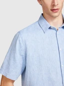 Keten Pamuk Karışımlı Pileli Regular Fit Kısa Kollu Gömlek Erkek Mix Gömlek - 324P59A2SQ03K thumbnail 1